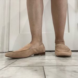 Aldo. Size 7 tan/pink suede loafers.